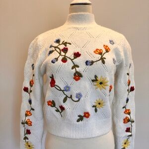 ALYA White and Floral Sweater